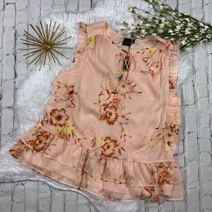 HP 🌿 KAARI blue Peach tropical peasant blouse Lg